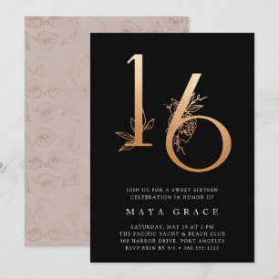 Goldenes Zeitalter Rose Gold Sweet 16 Geburtstag Einladung