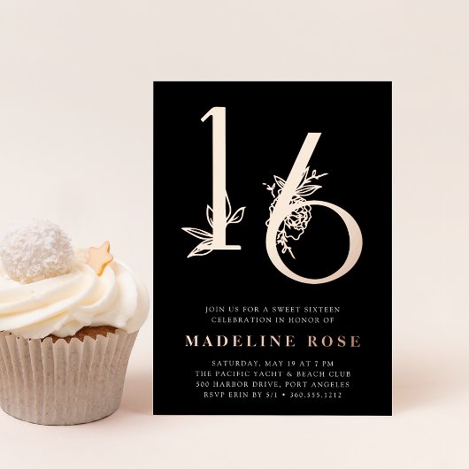 Goldenes Zeitalter | Sweet 16 Birthday Party Rose  Folieneinladung