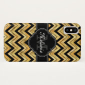 Goldenes Zickzack Muster Schwarz-weiß Monogramm Case-Mate iPhone Hülle (Rückseite (Horizontal))