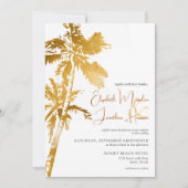 Goldenes Ziel von Beach Palm Trees Einladung (Vorderseite)