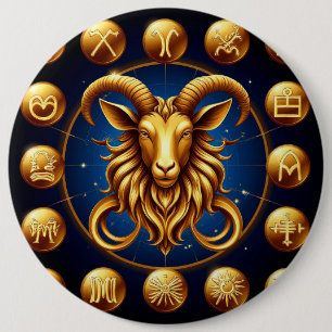 Goldenes Zodiac Steinbock Design Button