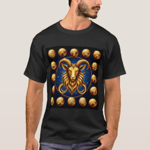 Goldenes Zodiac Steinbock-Design T-Shirt