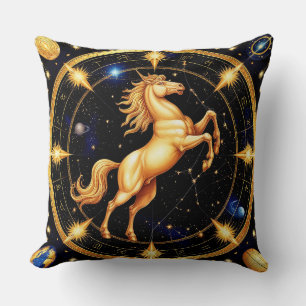 Goldenes Zodiakrad mit einem Schützen Kissen