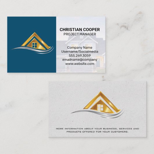 Goldenes Zuhause-Logo | Eigenschaften für Real Anw Visitenkarte (Vorne/Hinten)