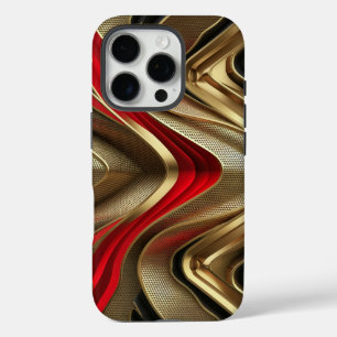 Goldenes Zurück- und Rottmuster iPhone 16 Pro Hülle