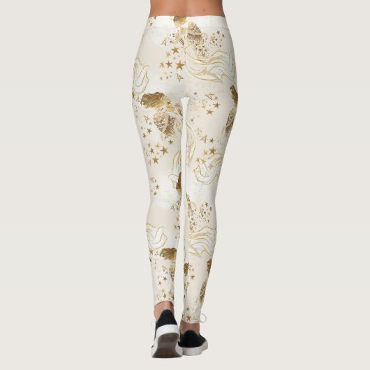 Goldengel auf weißen Leggings (Rückseite)
