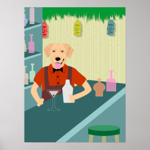 Goldenretrieverbartenderposter Poster