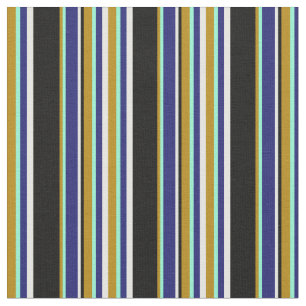 Goldenrod, Aquamarine, Blau, Minzcreme und Schwarz Stoff