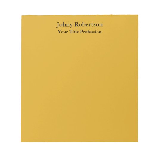 Goldenrod Color Schlicht Elegante Beruflich Modern Notizblock (Vorderseite)