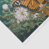 Goldenrod Dahlia Monarch Medallion on Rich Green Seidenpapier (Ausschnitt)