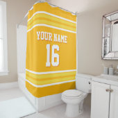 Goldenrod mit gelben weißen Streifen Sport Jersey Duschvorhang (Beispiel)
