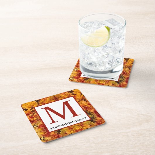Goldenrod Nah-up Editable Monogram Rechteckiger Pappuntersetzer (Vor Ort)