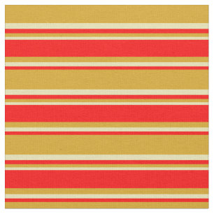 Goldenrod, Red & Tan Colored Lines Stoff