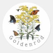 Goldenrod Solidago Wildblume und Bestäuber Runder Aufkleber (Vorderseite)