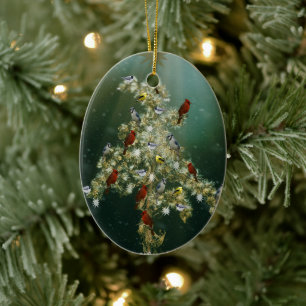 Goldenrod & Songbirds Christmas Greeting Keramik Ornament