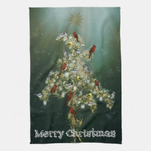 Goldenrod & Songbirds Weihnachtsgrüßen Geschirrtuch