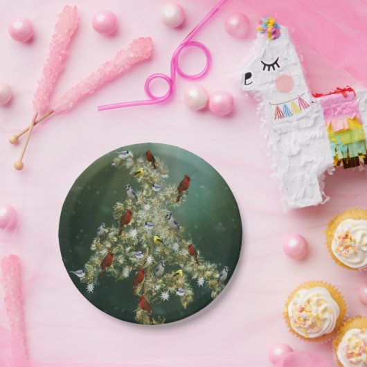 Goldenrod & Songbirds Weihnachtsgrüßen Pappteller (Party)