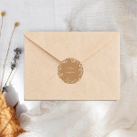 Goldenrod Wedding Classic Round Runder Aufkleber<br><div class="desc">Gypsophila um Kanten mit Terrakotta Hintergrund und aus weißem Text.</div>