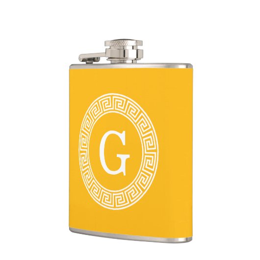 Goldenrod Welch griechischer Schlüsselrahmen Initi Flachmann (Links)