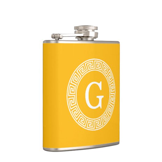 Goldenrod Welch griechischer Schlüsselrahmen Initi Flachmann (Rechts)