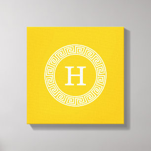 Goldenrod Welch griechischer Schlüsselrahmen Initi Leinwanddruck