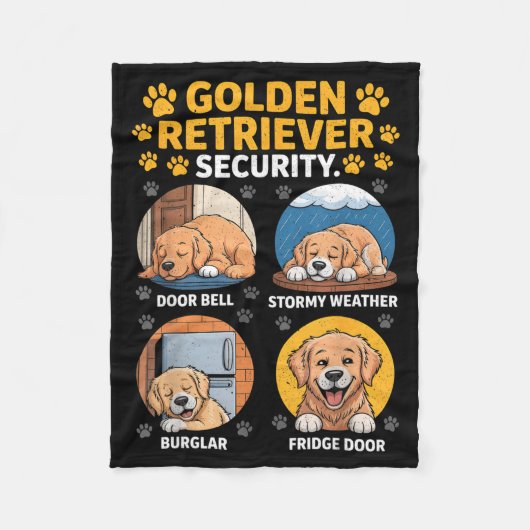 Goldens Tee Golden Retriever Security Funny Fleecedecke (Vorderseite)