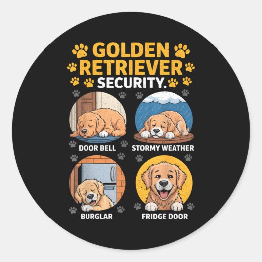Goldens Tee Golden Retriever Security Funny Runder Aufkleber (Vorderseite)