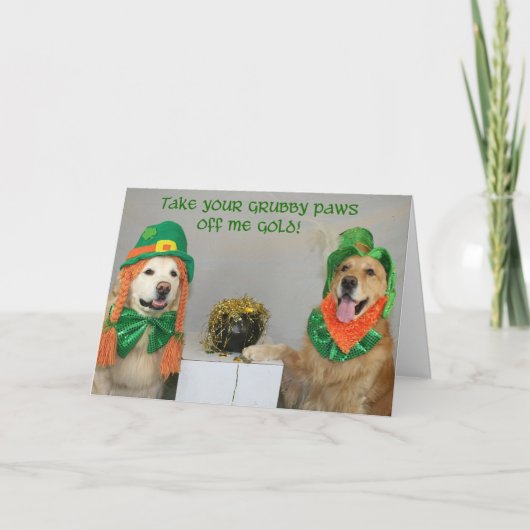 Goldens with Gold for St. Patrick's Day Karte (Vorderseite)