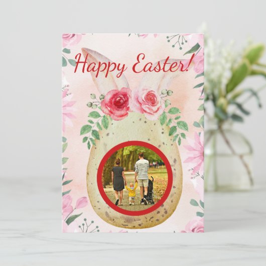 Golder Easter egg with photo Einladung (Stehend Vorderseite)