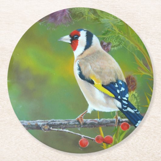 Goldern Finch Coaster Runder Pappuntersetzer (Vorderseite)