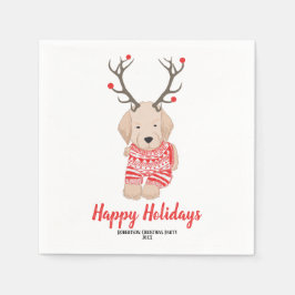 Goldern Retriever Weihnachts-Sweater Antler Custom Serviette