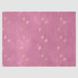 Goldes Abstraktes Auge der Pfauenfedern auf Rosa Seidenpapier