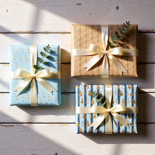 Goldes Set von 3 Aquarellen Geschenkpapier Set