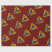 GOLDES ZELLTISCHES HERZ, BLUE SAPPHIRE, Valentinst Geschenkpapier (Flach)