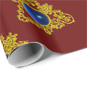 GOLDES ZELLTISCHES HERZ, BLUE SAPPHIRE, Valentinst Geschenkpapier (Rolleneckpunkt)