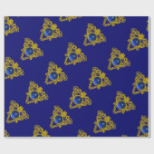 GOLDES ZELLTISCHES HERZ, BLUE SAPPHIRE, Valentinst Geschenkpapier (Flach)