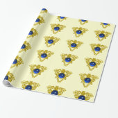 GOLDES ZELLTISCHES HERZ, BLUE SAPPHIRE, Valentinst Geschenkpapier (Ungerollt)