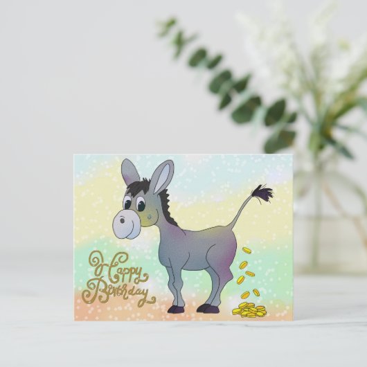 Goldesel Postkarte (Stehend Vorderseite)