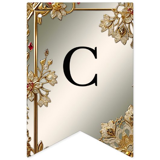 Goldfahne für Verzierte Blumenrahmen Wimpelkette (Erste Fahne)