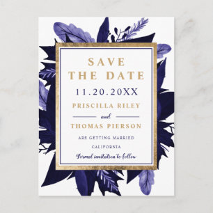 Goldfall Blumenmarinade Wasserfarbe Save the Date Ankündigungspostkarte