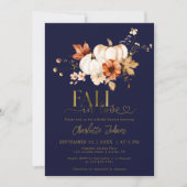 Goldfall in Liebe Navy-Creme-Pumpkin-Brautparty Einladung (Vorderseite)
