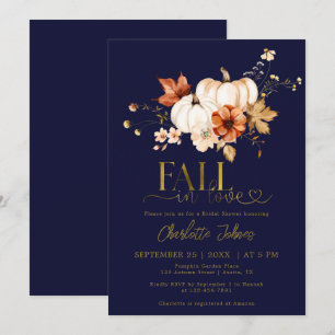 Goldfall in Liebe Navy-Creme-Pumpkin-Brautparty Einladung