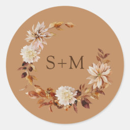 Goldfall-Monogramm-Blumenkranz-Umschlag Aufkleber