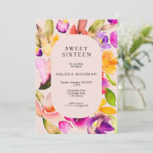 Goldfall übergroße Blumenwasserfarbe Süß 16 Einladung (Stehend Vorderseite)