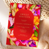 Goldfall übergroße Blumenwasserfarbe Süß 16 Einladung