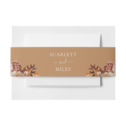 Goldfall Wasserfarbe Botanicals Hochzeit Einladung Einladungsbanderole (Vorderseite Beispiel)