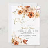 Goldfalle Fall in Liebe Creme Pumpkin Brautparty Einladung (Vorderseite)