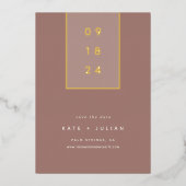 Goldfallen | Moderne Minimal Foil Save the Date Ca Folieneinladung (Vorderseite)