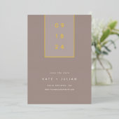 Goldfallen | Moderne Minimal Foil Save the Date Ca Folieneinladung (Stehend vorne)