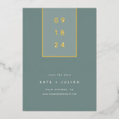 Goldfallen | Moderne Minimal Foil Save the Date Ca Folieneinladung (Vorderseite)